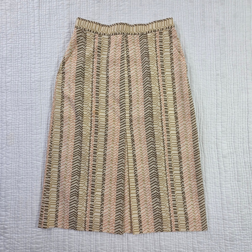 J.Crew Geometric Chevron Pencil Skirt Sz 2 Earth Tone Blush Corpcore Workwear